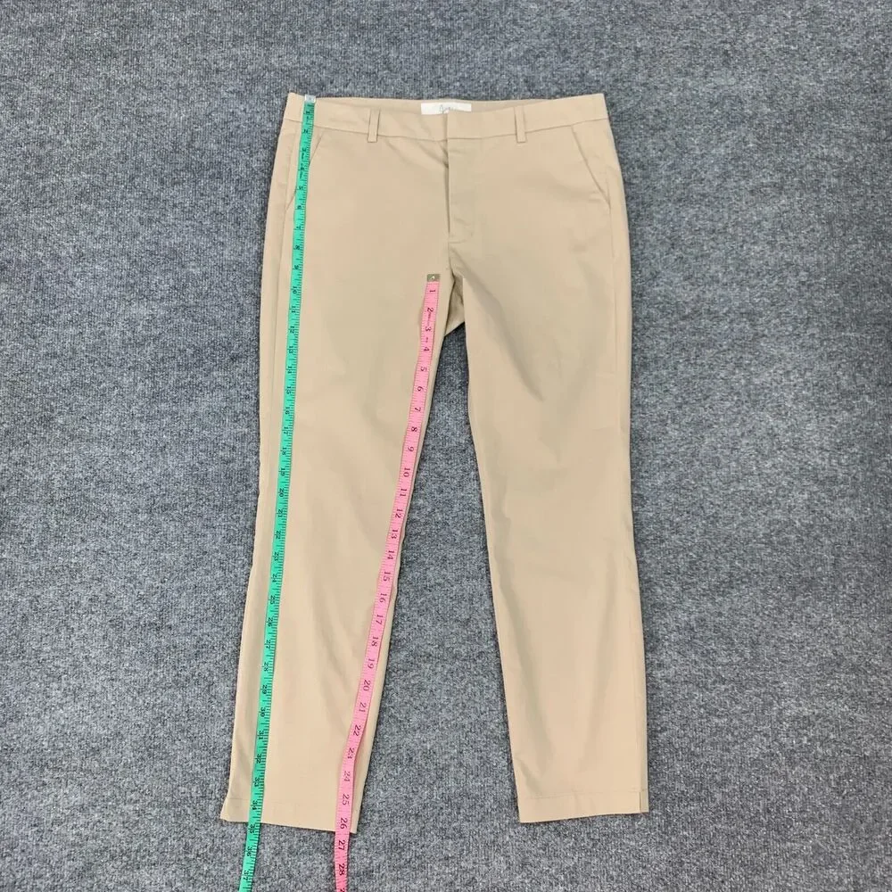 Joie Golda Pant Womens 4 Light Sand Welt Pockets Ankle Crop Zip Fly Straight Leg